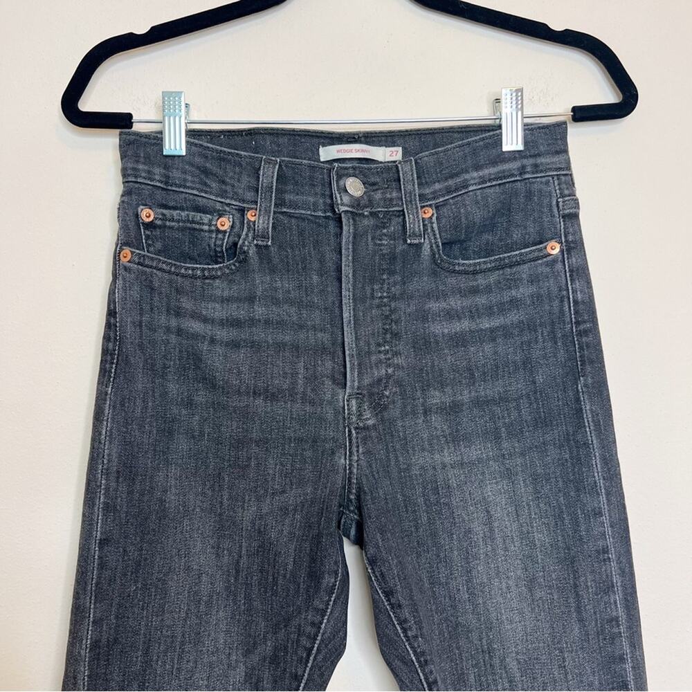 Levi's Wedgie Raw Hem Skinny Jeans Charcoal/Faded Black Size 27 - Picture 5 of 16